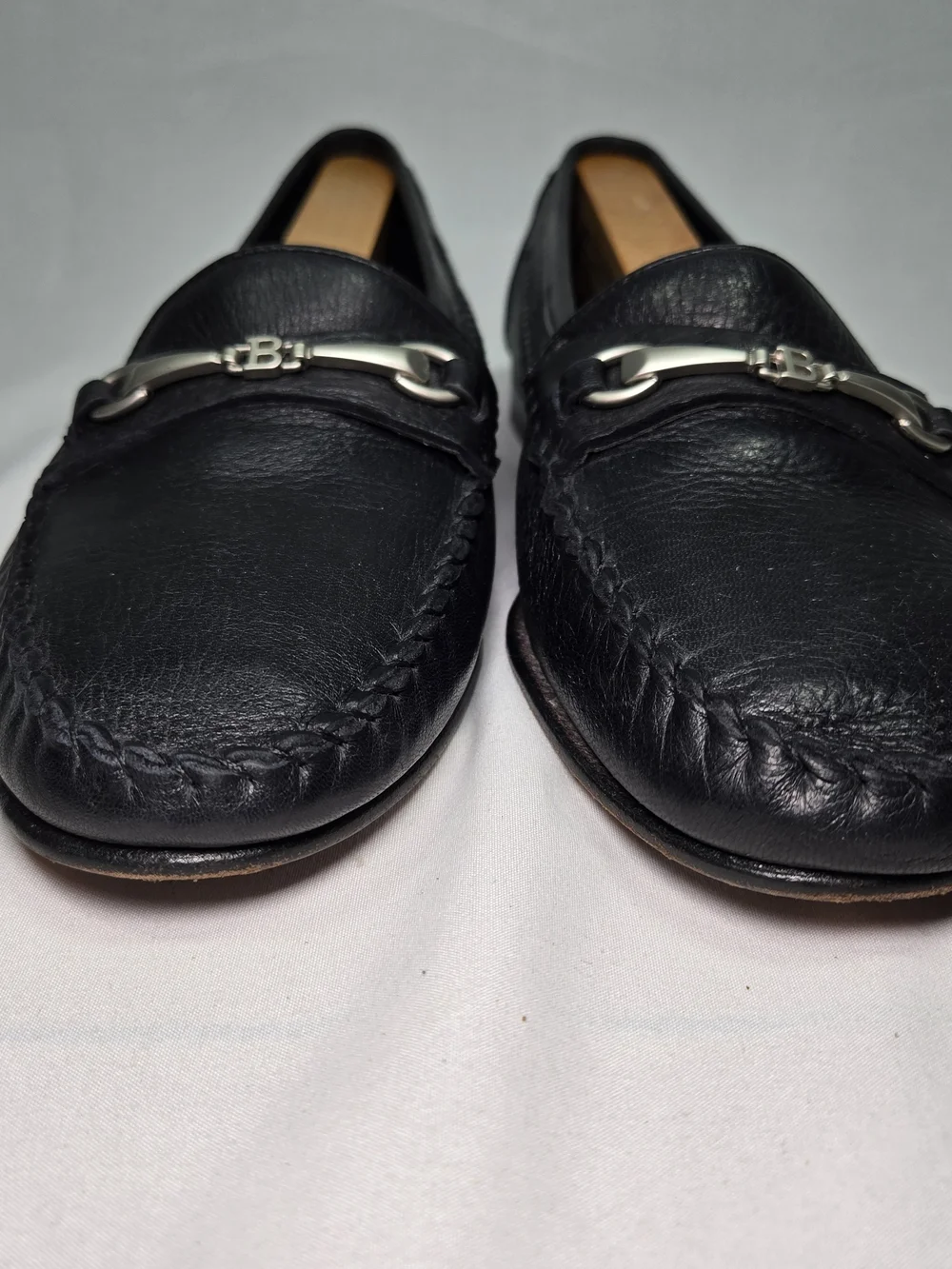 Vintage Bally of Switzerland Black Deerskin Horsebit Loafers Italy Mens 8